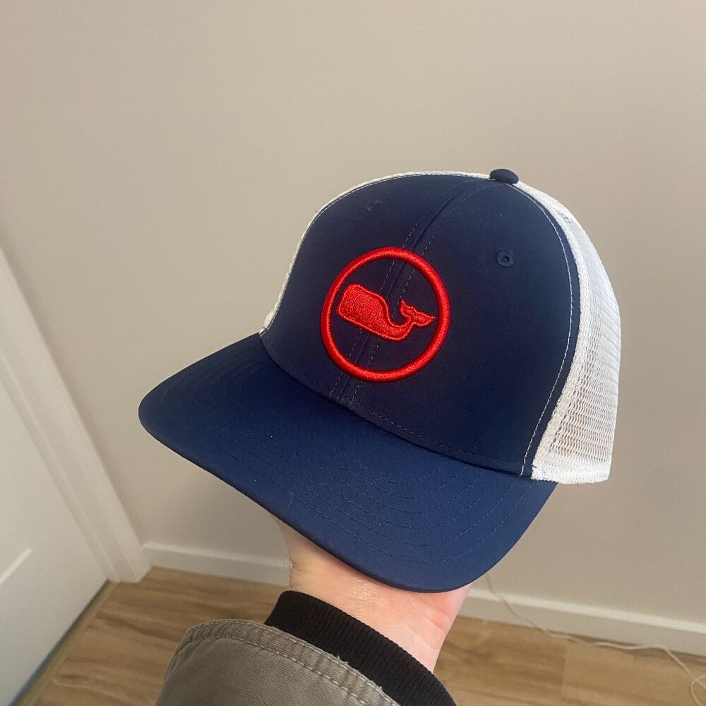 Vineyard Vines Blue and White Mesh Trucker Hat OS NWT